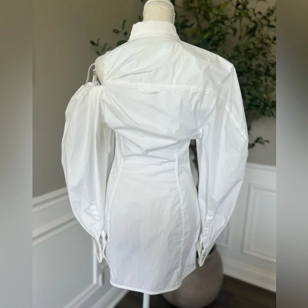 JACQUEMUS La Robe Galliga Cutout Poplin Mini Dress in White sz FR 36 US 4 920$ - Picture 14 of 17